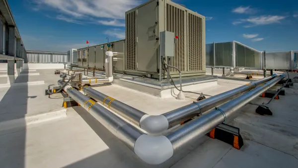 A rooftop heating, ventilation and air conditioning system for a large commercial building.