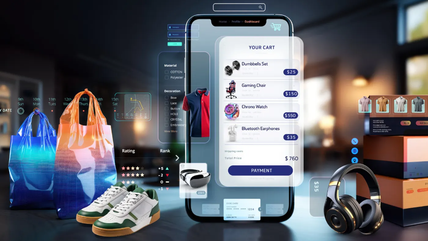 Online shopping list on mobile marketplace
