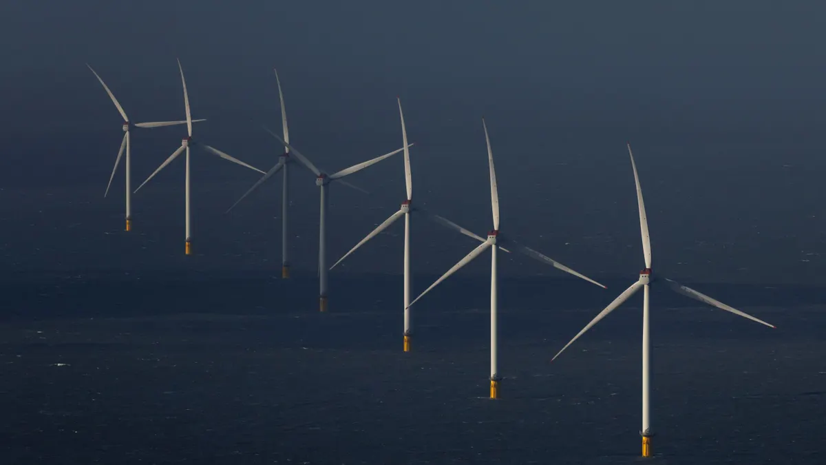 Windfarms stand in the sea