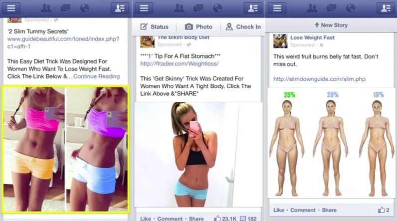 Weight loss ads on Facebook