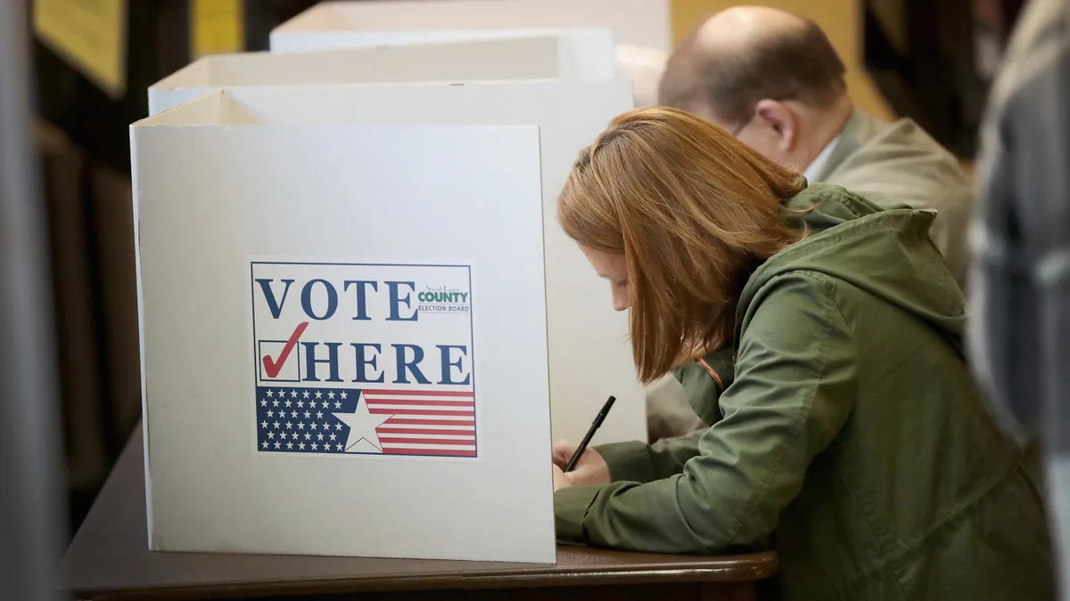 Voters cast ballots at a polling place on November 6, 2018 in Kirkwood, Missouri. Voters across the country are casting ballots in a midterm election that could change the balance of both the U.S. House and Senate.