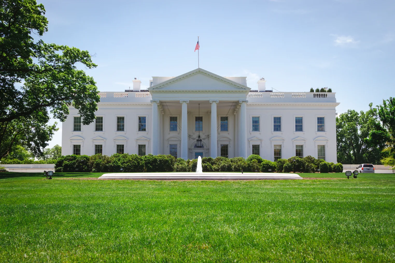 A facade of the White House in Washington, D.C.