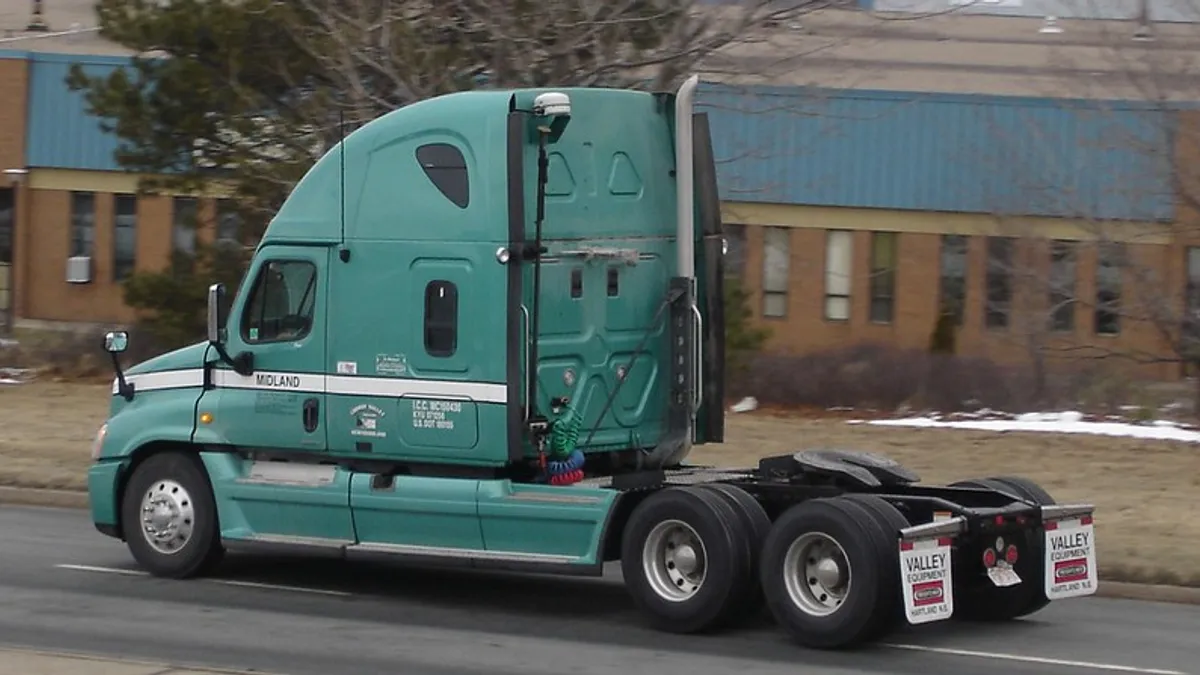 A tractor without a trailer on the road in Dartmouth, Nova Scotia, on February 15, 2008.