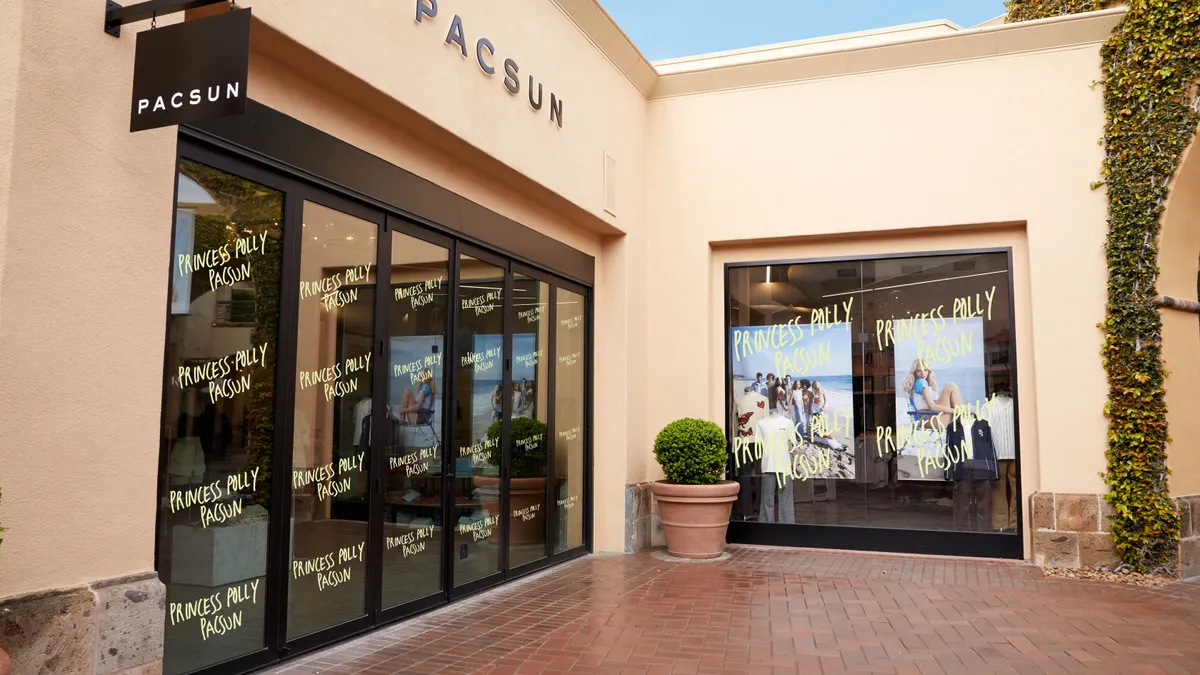 Pacsun storefront featuring Princess Polly in the windows