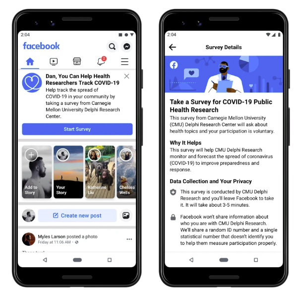 Facebook user survey COVID-19