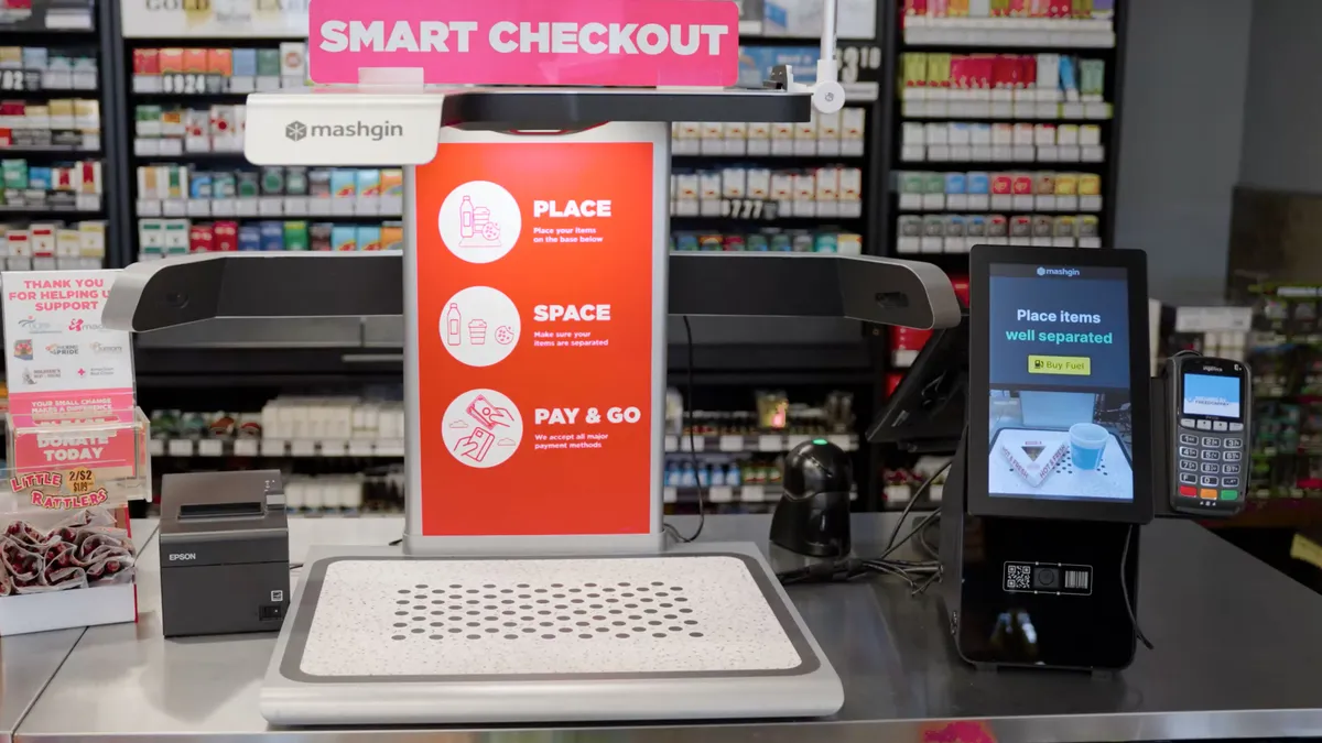 Mashgin self-checkout terminal in Circle K store