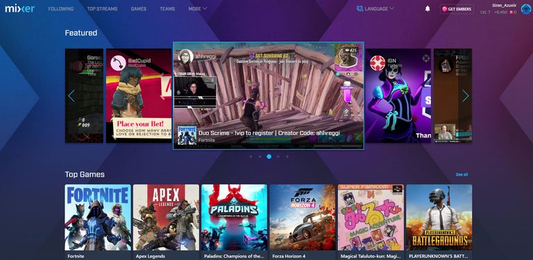Mixer home screen