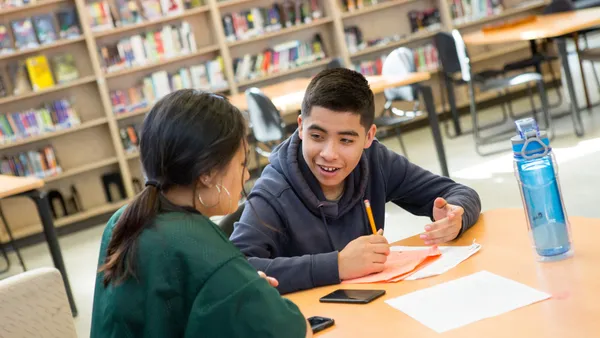 Two students working after school.