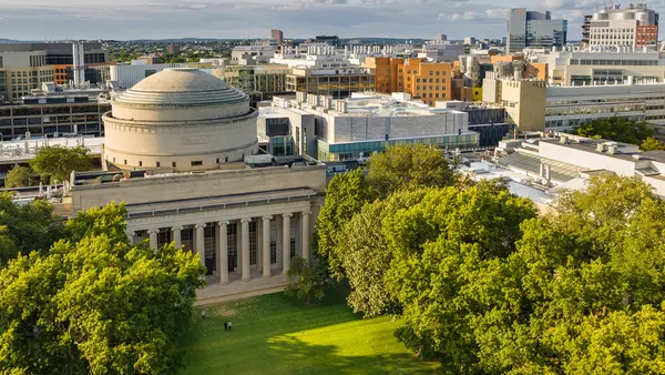 An aerial view of the Massachusetts Institute of Technology in Cambridge.
