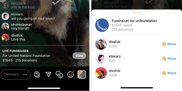 Instagram Live fundraisers