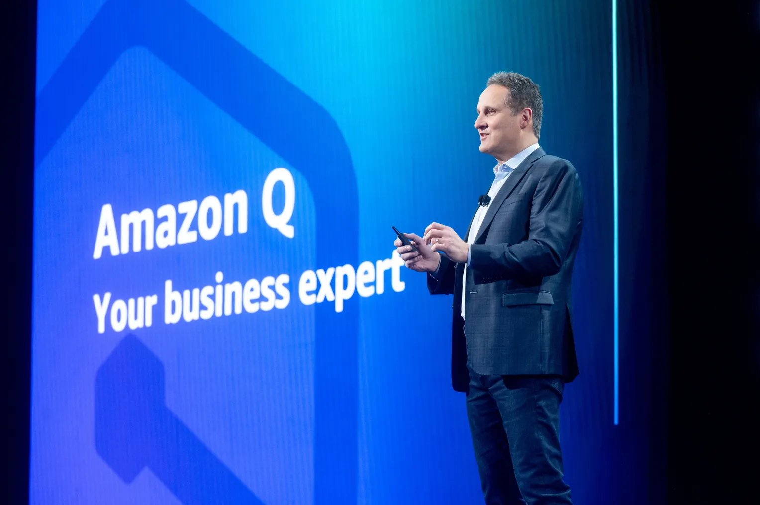 AWS CEO Adam Selipsky delivers a keynote address during AWS re:Invent 2023, at The Venetian Las Vegas on November 28, 2023, in Las Vegas, Nevada