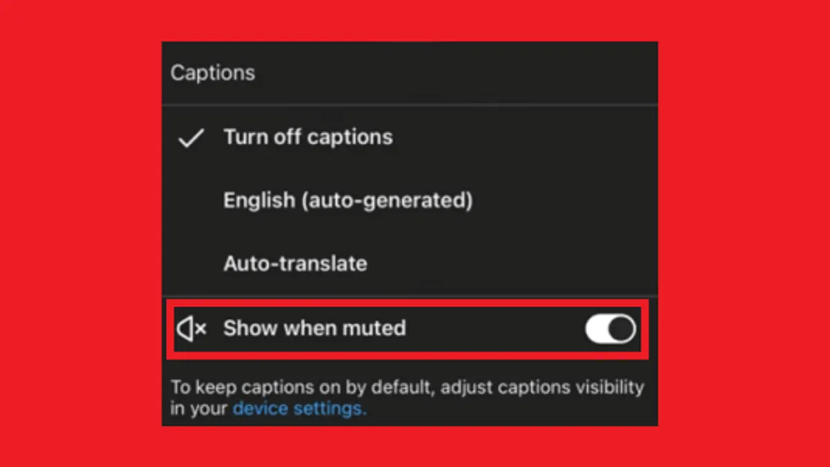 YouTube mute captions