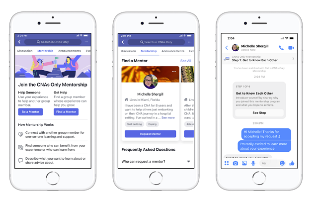 Facebook Mentorships in groups