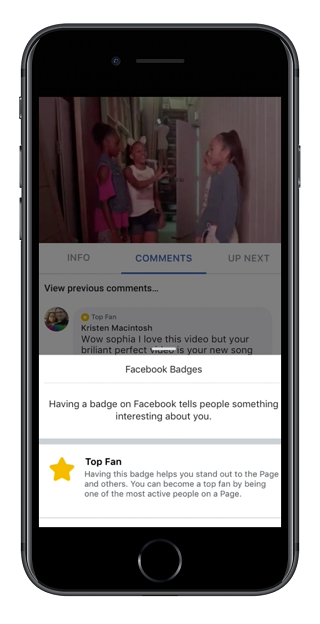 Facebook video 'Top Fan' Badges