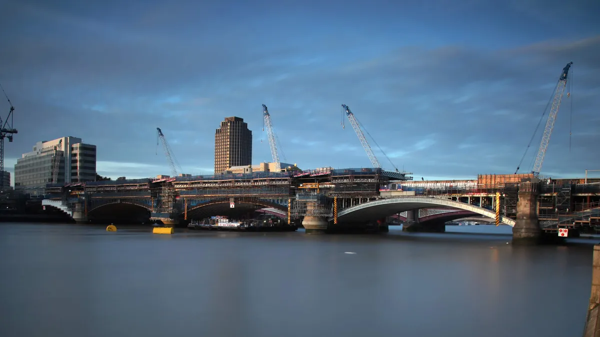 A shot of the Blackfriars Bridge project in London, undertaken by Balfour Beatty.