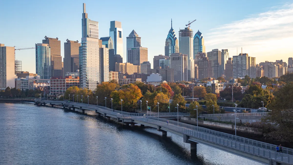 Skyline of Philadelphia across the water