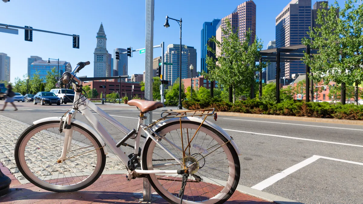 Bicycle in Boston North End park.