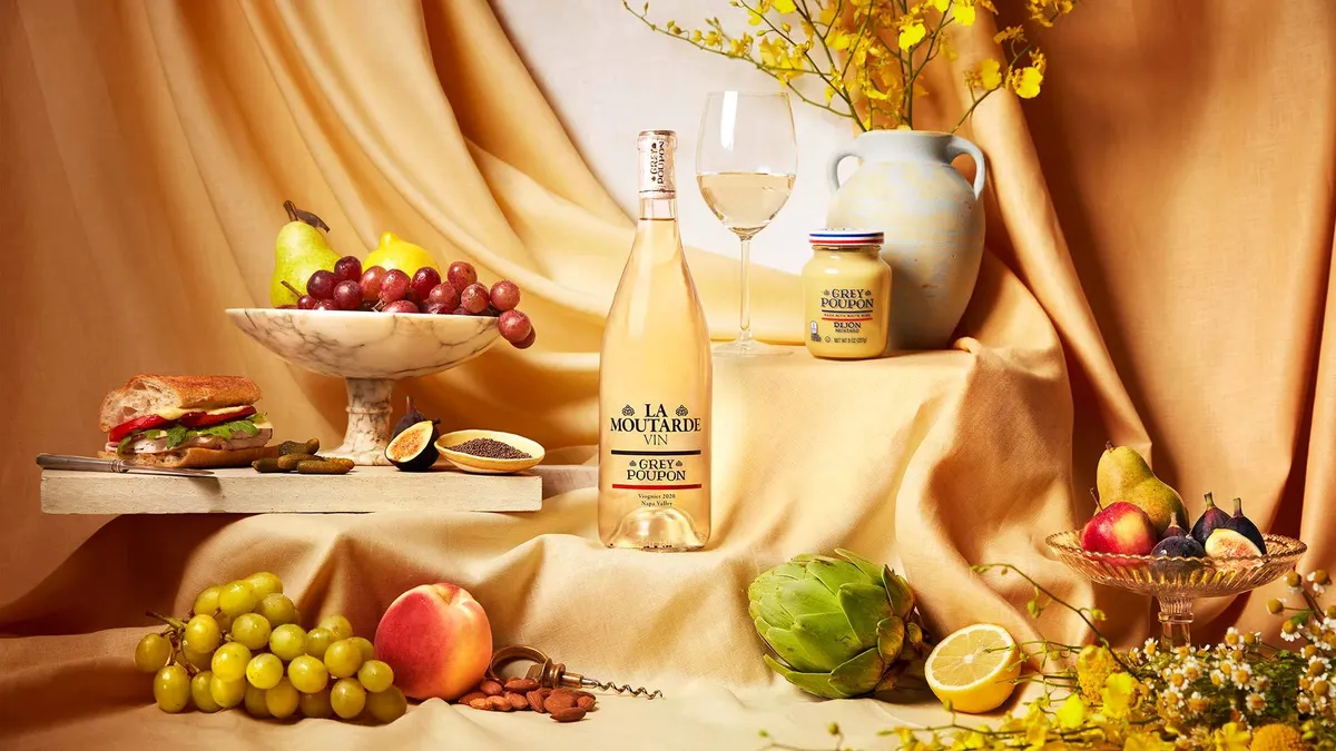 Kraft Heinz sold Grey Poupon mustard-infused wine in October 2021.