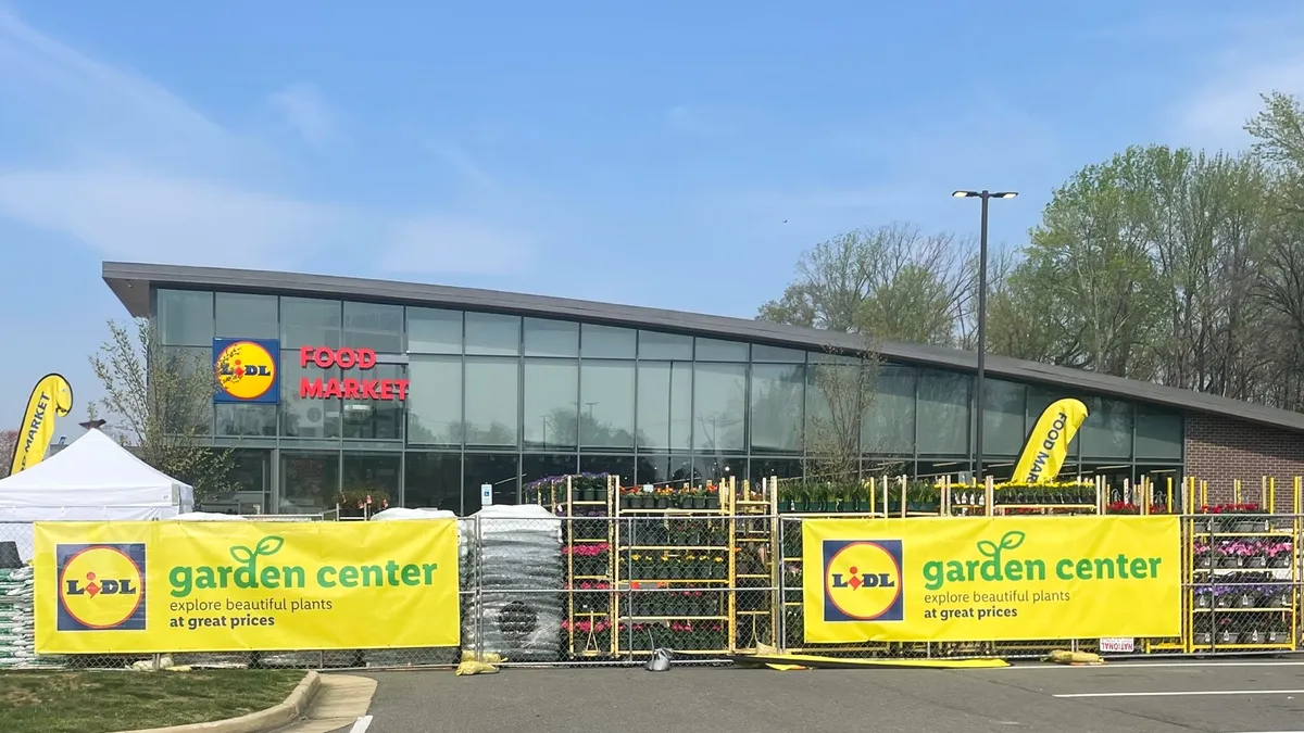 A garden center at a store.