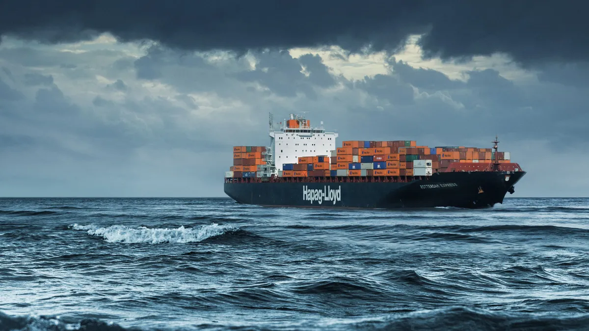 A container vessel out at sea.