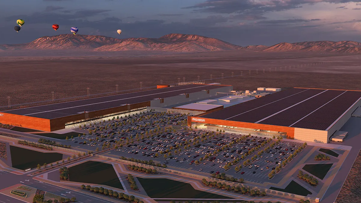 A rendering of Maxeon Solar Technology's planned solar panel factory in Albuquerque, New Mexico.