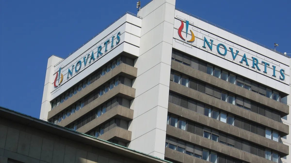 A building showing a Novartis sign.