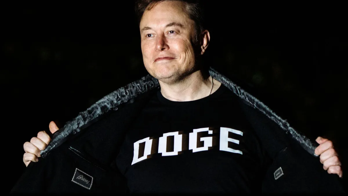 Elon Musk wears DOGE T-shirt to White House