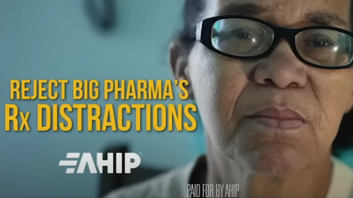 A screenshot of AHIP's new ad targeting pharmaceutical companies.