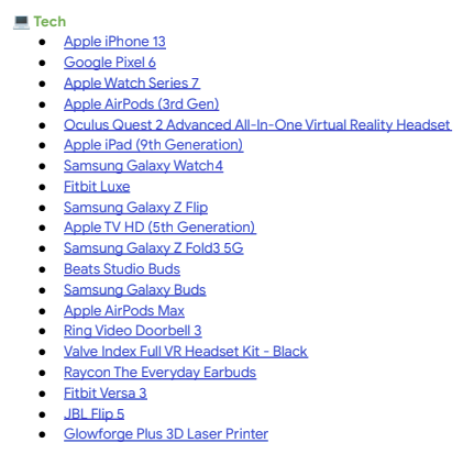Google Holiday 100 list