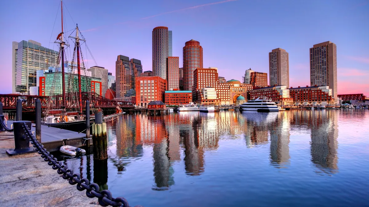 Boston Skyline along the Harborwalk - stock photo