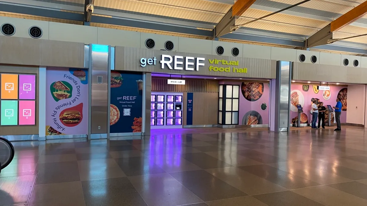 Reef Technology's virtual food hall at the Raleigh-Durham International Airport in mid-July, 2022. Courtesy of Reef Technology