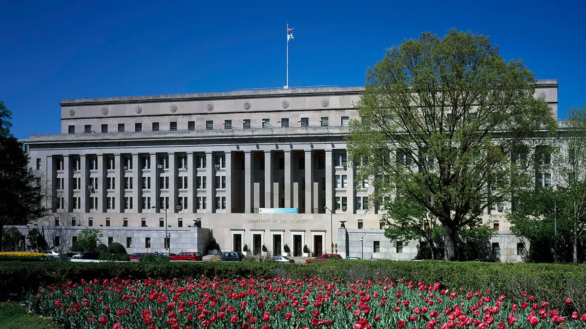 Facade of the Department of Interior building located in Washington, D.C.