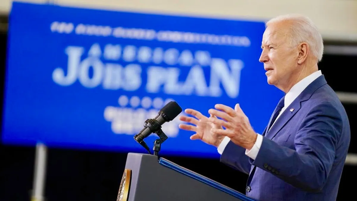 President Joe Biden speaking about the American Jobs Plan