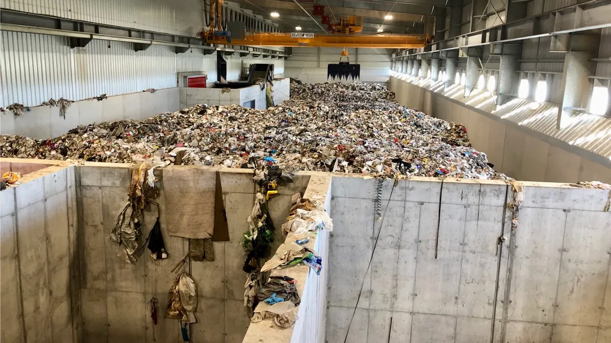 Industrial facility with waste waiting to be processed