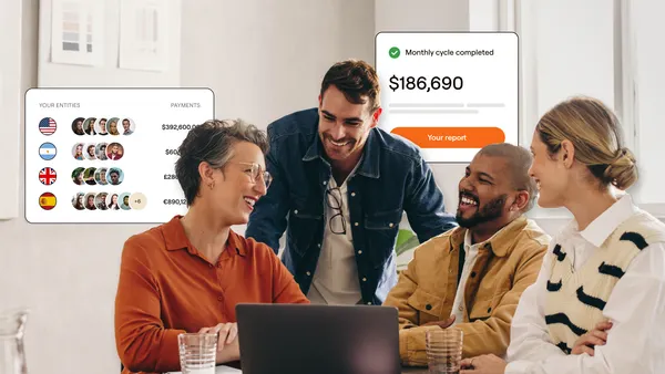 Colleagues laughing together