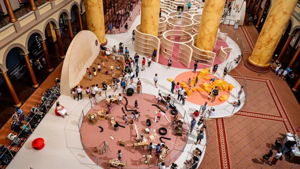An aerial view of an indoor playground.