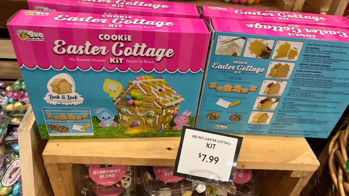 An Easter cottage kit in a store.