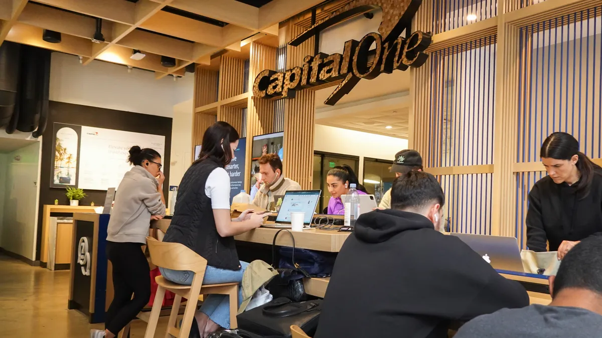 People spend time in a Capital One cafe