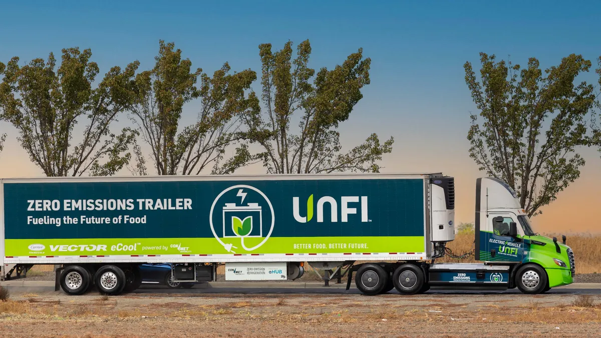 A UNFI zero emissions trailer.