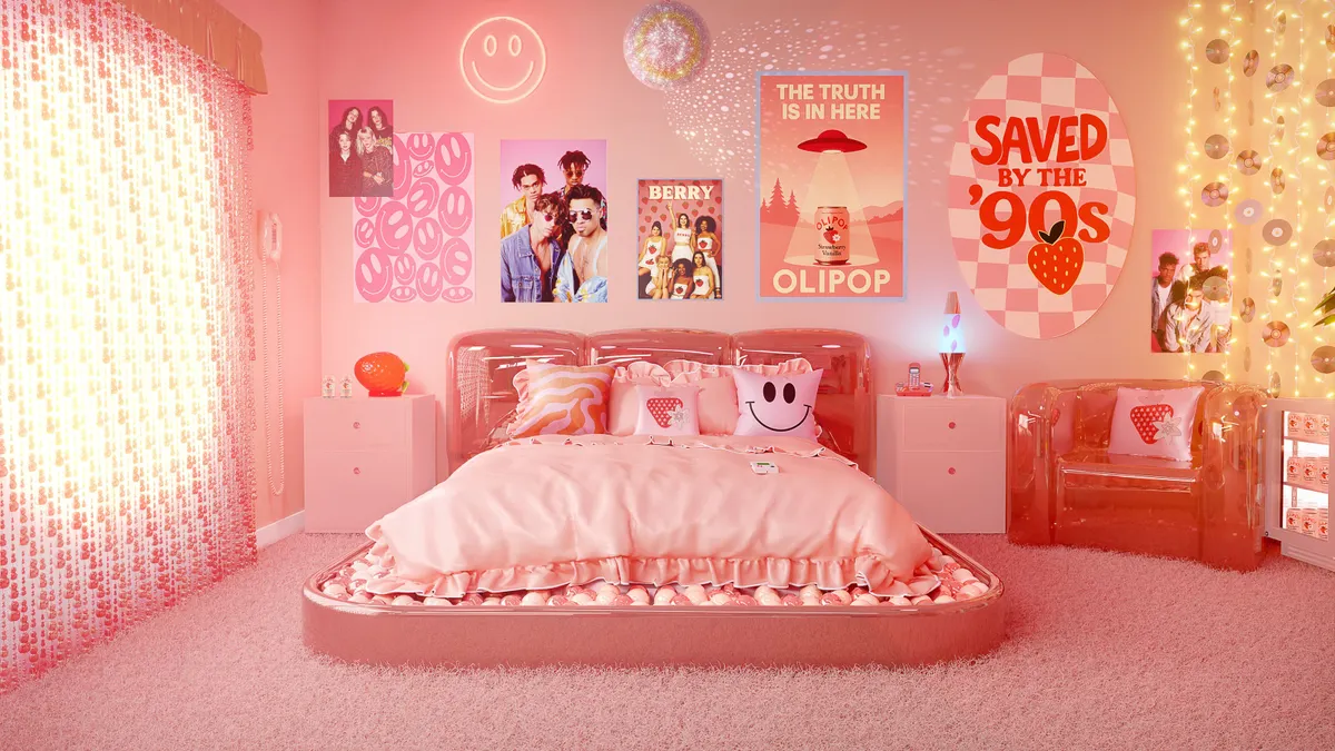 Olipop's nostalgic suites within the Austin Motel as part of its 2025 summer campaign.