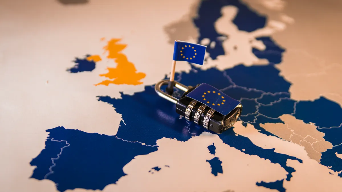 Padlock over EU map
