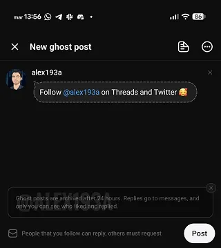 Threads ghost post