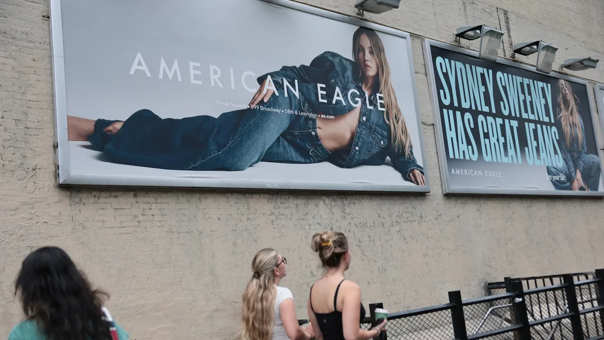 Billboards of actress Sydney Sweeney is seen outside of an American Eagle store on August 01, 2025 in New York City.