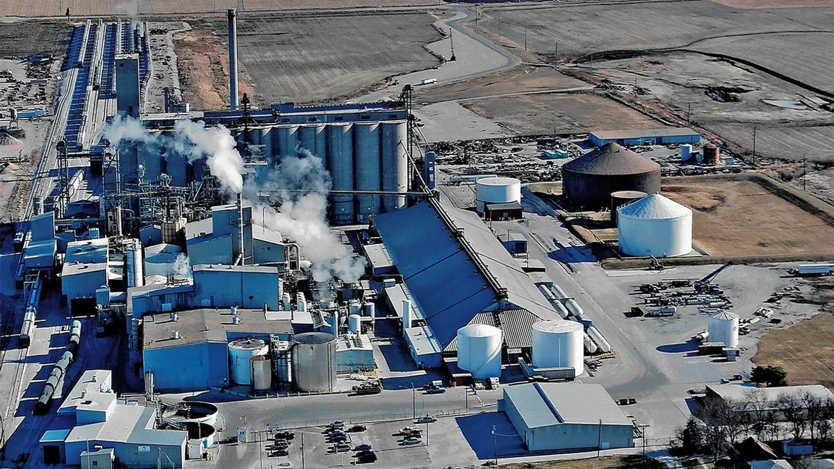 An aerial view of an ADM oilseed crushing plant