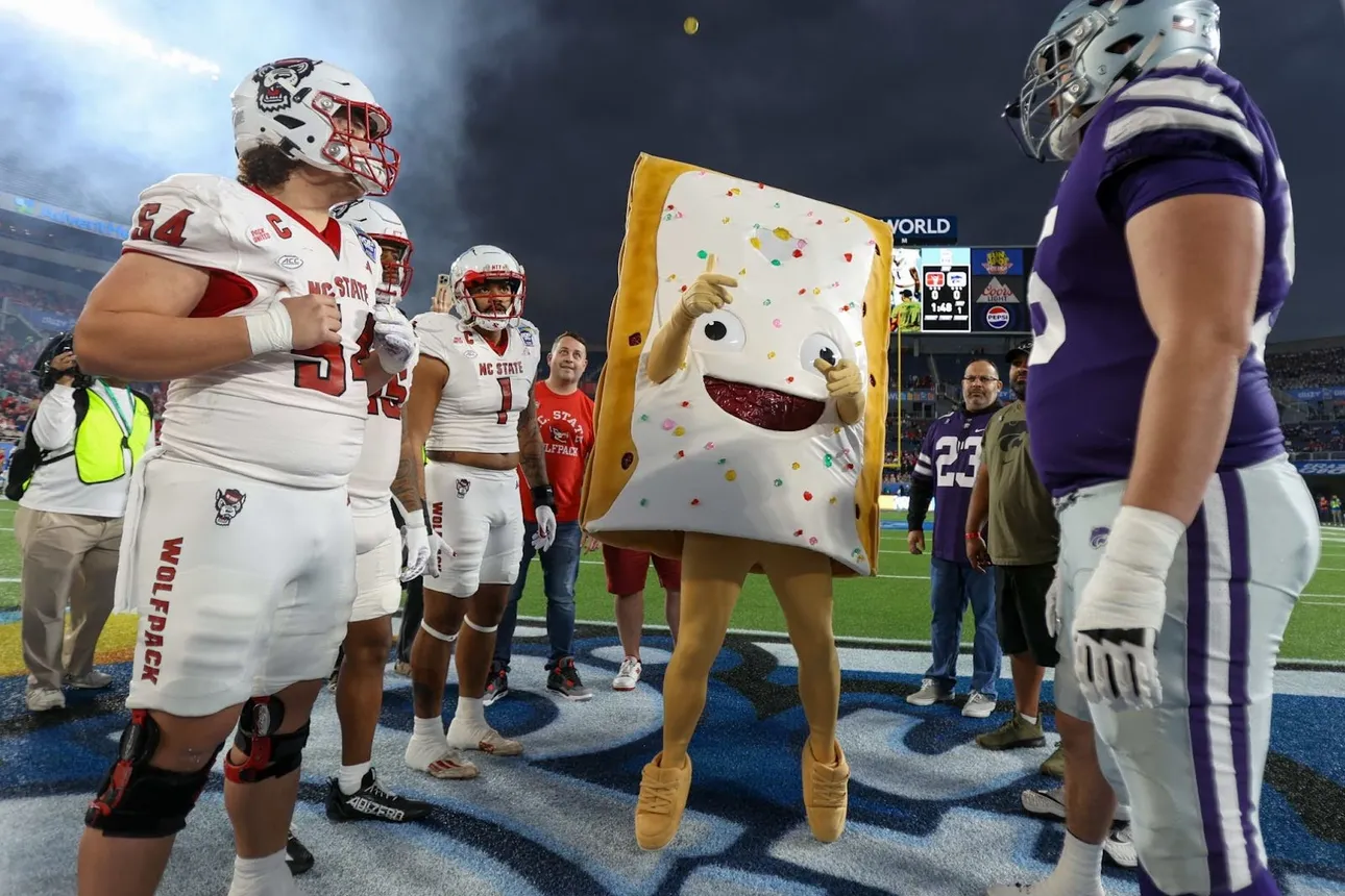 Pop-Tarts’ edible mascot eagerly anticipates its demise at a college bowl game sponsored by the brand.