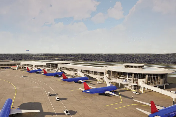 Rendering of Nashville International Airport&#x27;s concourse D.