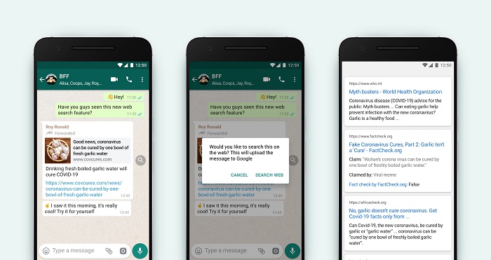 WhatsApp search prompt