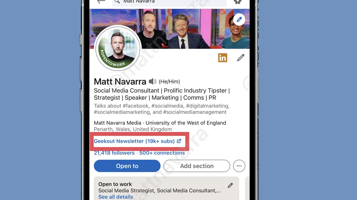 LinkedIn profile link