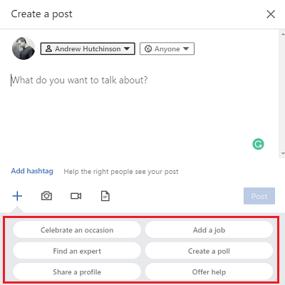LinkedIn post composer