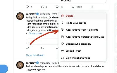 Twitter Highlights tab